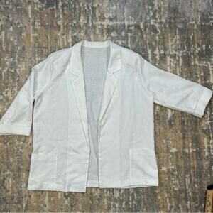 Vintage 80’s White Summer Open Blazer Linen Blend Large